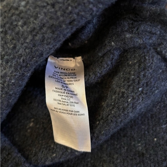 Vince Crew Neck Knit Sweater Asymmetric Split Hem Speckled Marine Navy Blue - Picture 6 of 6